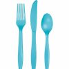 Solid Color Tableware * | Creative Converting Bermuda Blue Assorted Plastic Cutlery, 24 Ct Solid Color Tableware