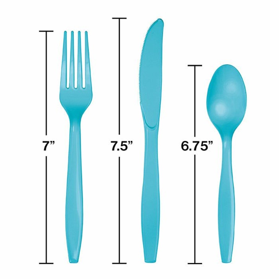 Solid Color Tableware * | Creative Converting Bermuda Blue Assorted Plastic Cutlery, 24 Ct Solid Color Tableware