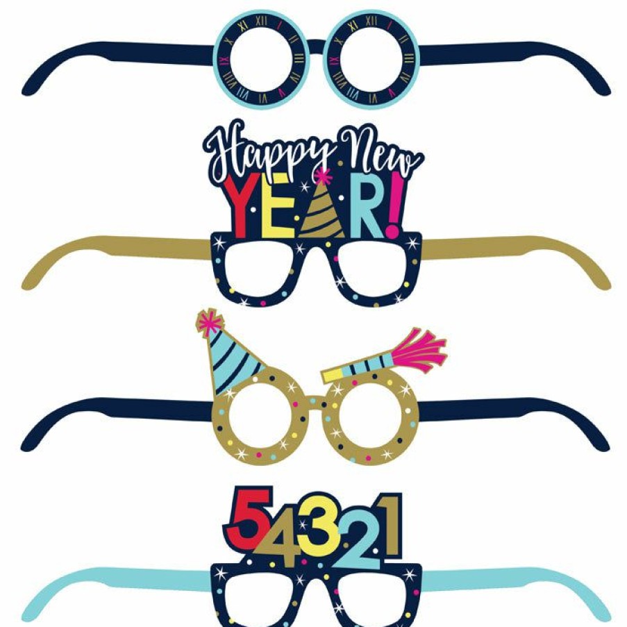 Holidays * | Creative Converting New Year Paper Eyeglasses 4 Ct New Year'S Eve Party Supplies