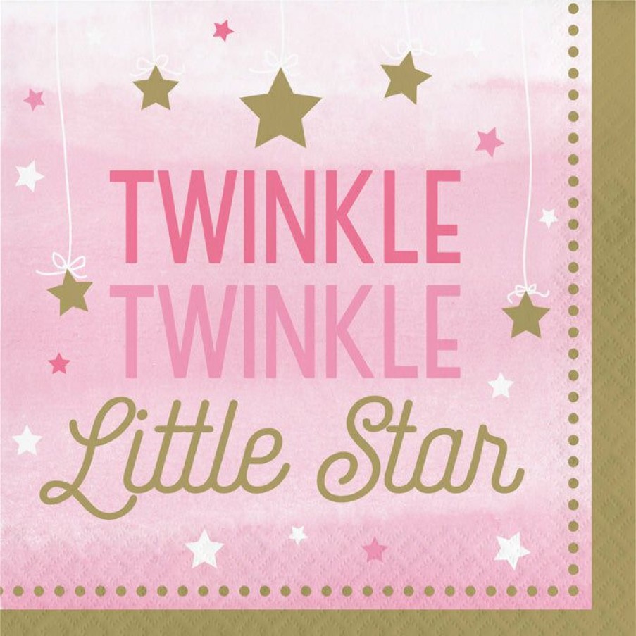 Birthdays * | Creative Converting 1St Birthday Party Themes One Little Star Girl Napkins, 16 Ct