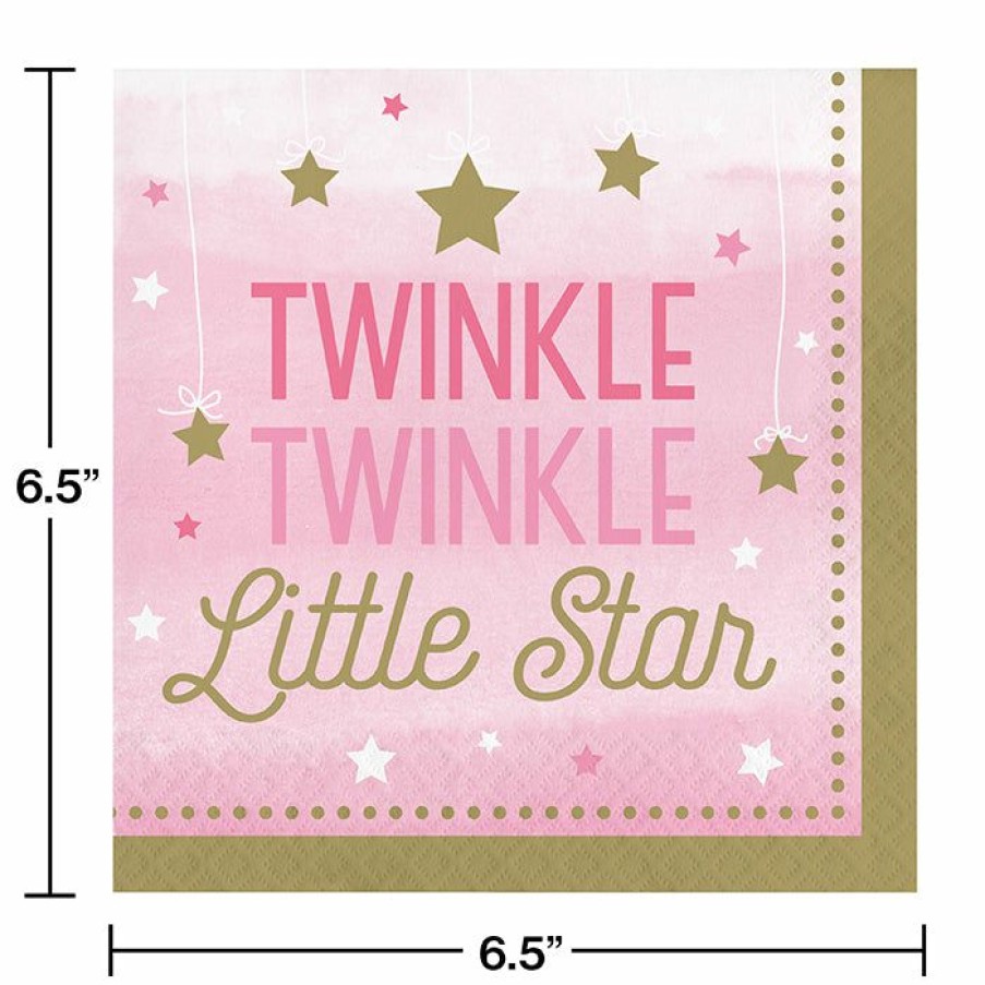 Birthdays * | Creative Converting 1St Birthday Party Themes One Little Star Girl Napkins, 16 Ct