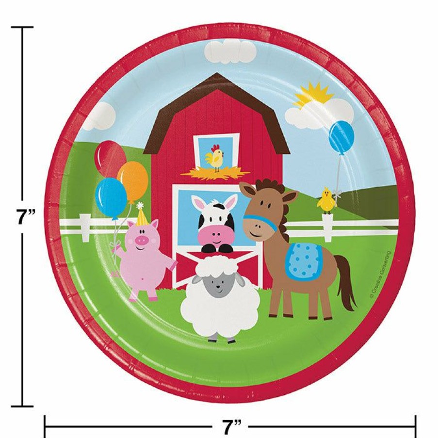 Birthdays * | Creative Converting Farm Fun Dessert Plates, 8 Ct Kids Birthday Party Themes