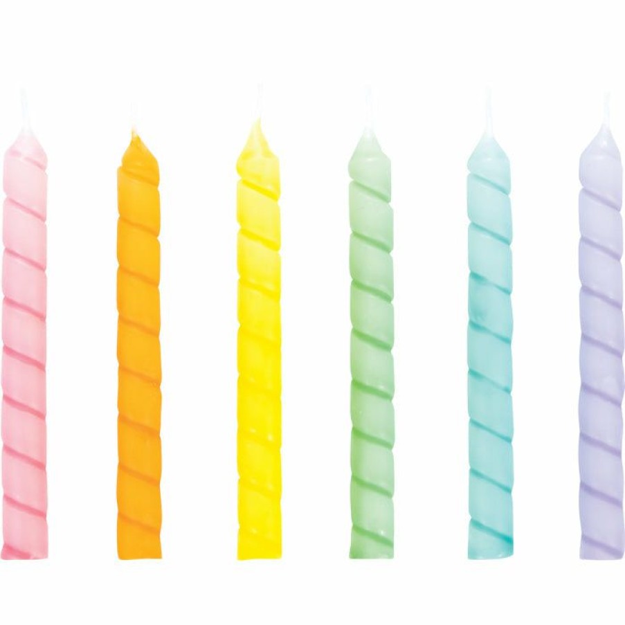 Birthdays * | Creative Converting Birthday Party Candles Large Spriral Pastel Candles 12Ct