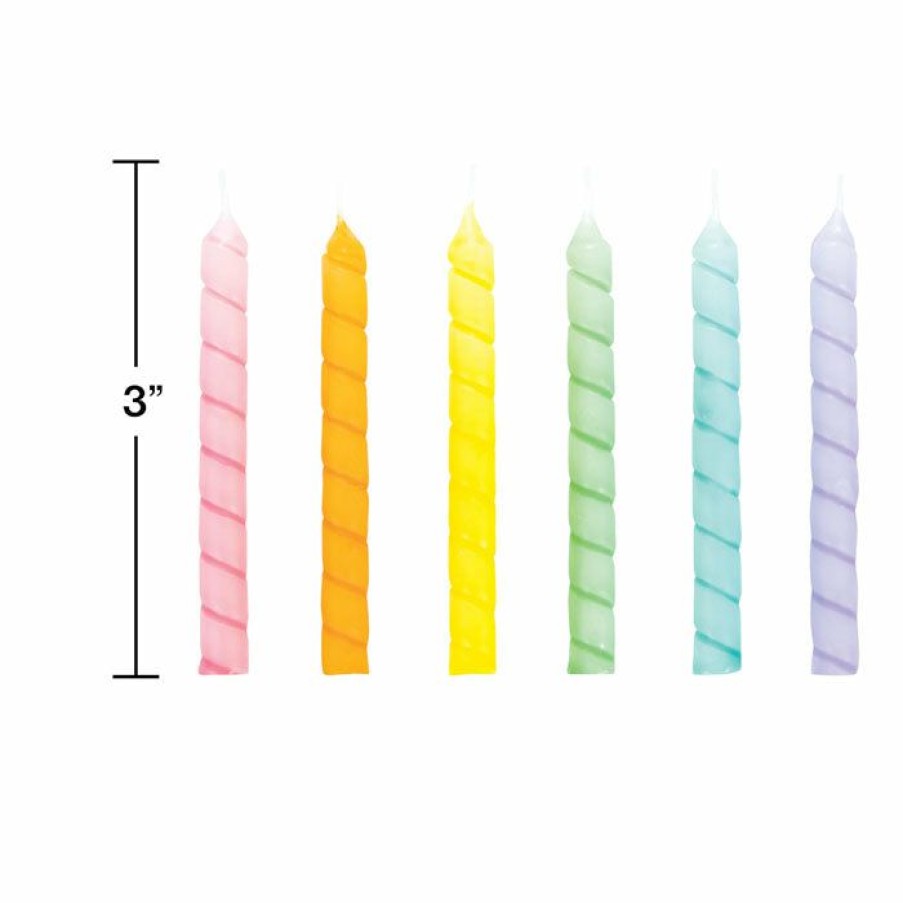 Birthdays * | Creative Converting Birthday Party Candles Large Spriral Pastel Candles 12Ct