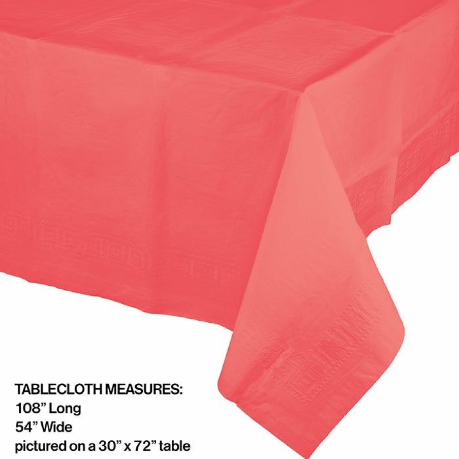 Solid Color Tableware * | Creative Converting Coral Tablecover 54 X 108 Polylined Tissue Solid Color Tableware