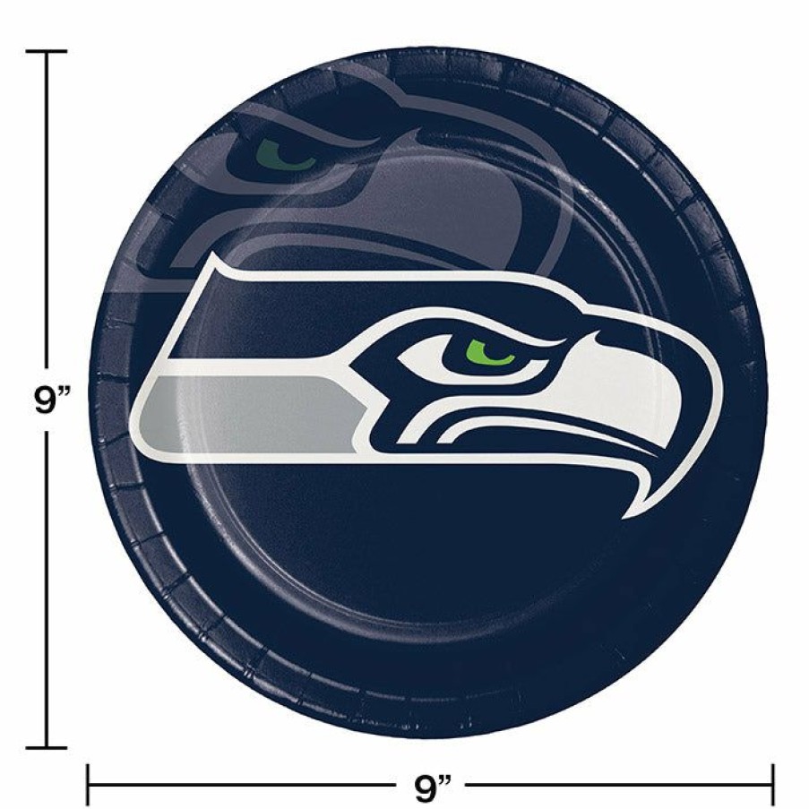 Sports * | Creative Converting Seattle Seahawks Paper Plates, 8 Ct Nfl And Football Party Supplies