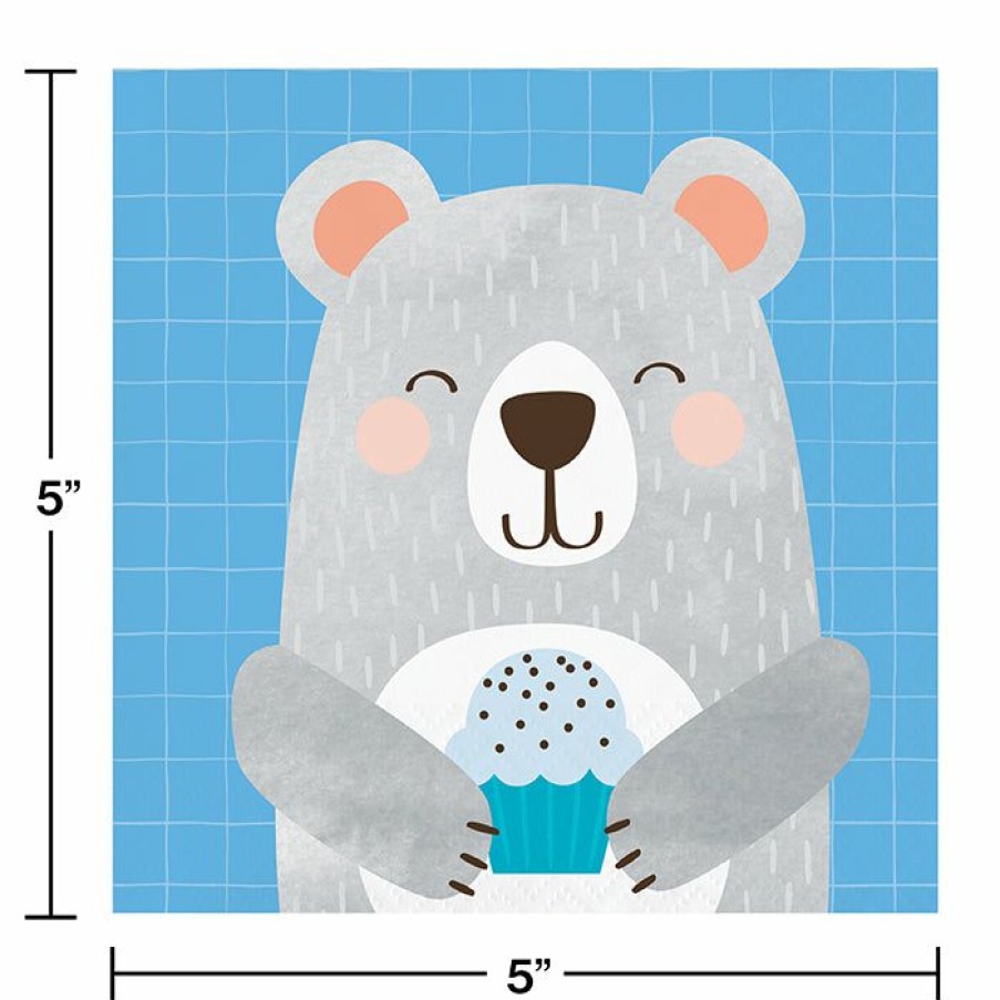 Birthdays * | Creative Converting Bear Party Birthday Beverage Napkins, 16 Ct