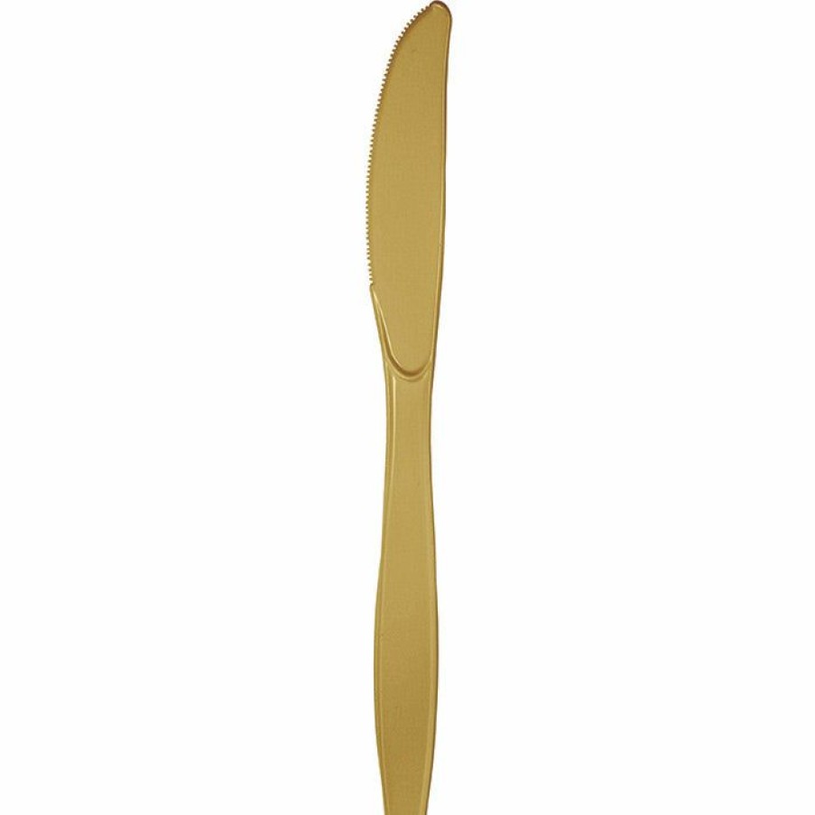 Solid Color Tableware * | Creative Converting Glittering Gold Plastic Knives, 50 Ct Solid Color Tableware