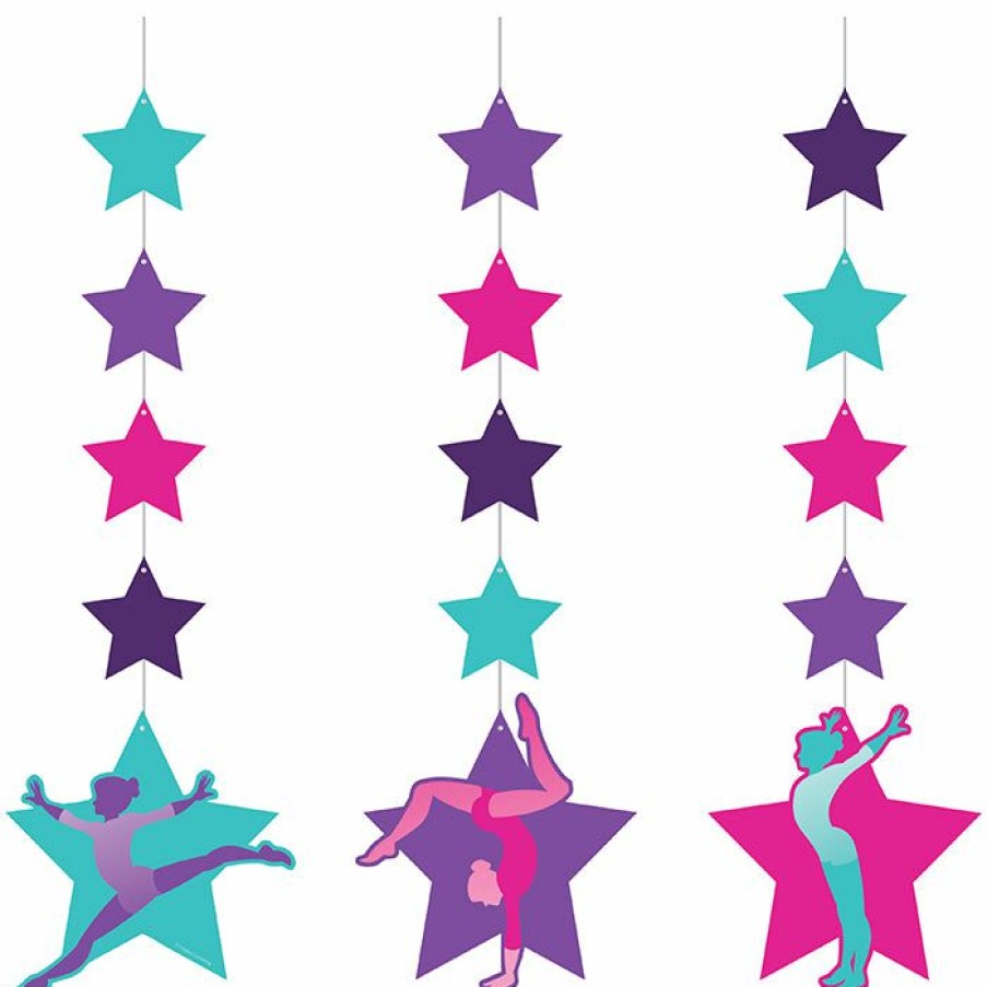 Birthdays * | Creative Converting Gymnastics Party Hanging Cutouts 3Ct Kids Birthday Party Themes