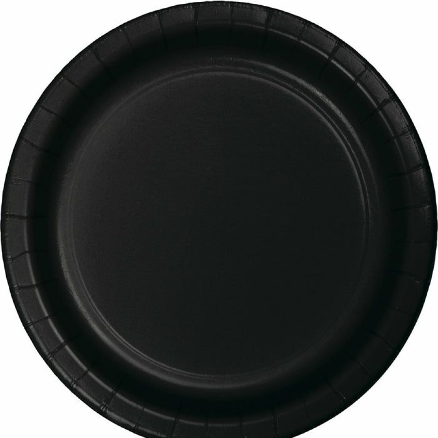 Solid Color Tableware * | Creative Converting Black Paper Plates, 75 Ct