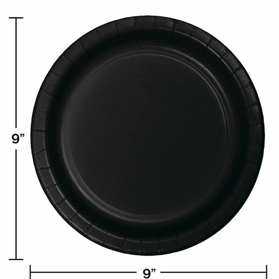 Solid Color Tableware * | Creative Converting Black Paper Plates, 75 Ct