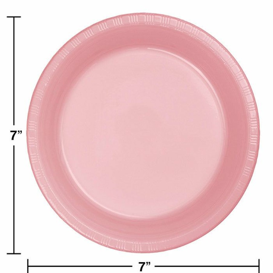 Solid Color Tableware * | Creative Converting Classic Pink Plastic Dessert Plates, 20 Ct