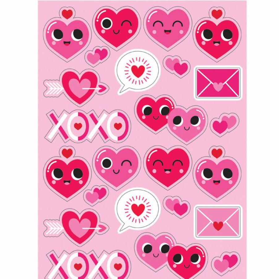 Holidays * | Creative Converting Valentine'S Day Party Decorations Valentines Emoji Hearts Stickers (Case Pack Of 48)