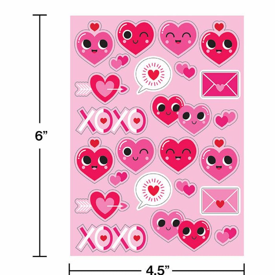 Holidays * | Creative Converting Valentine'S Day Party Decorations Valentines Emoji Hearts Stickers (Case Pack Of 48)