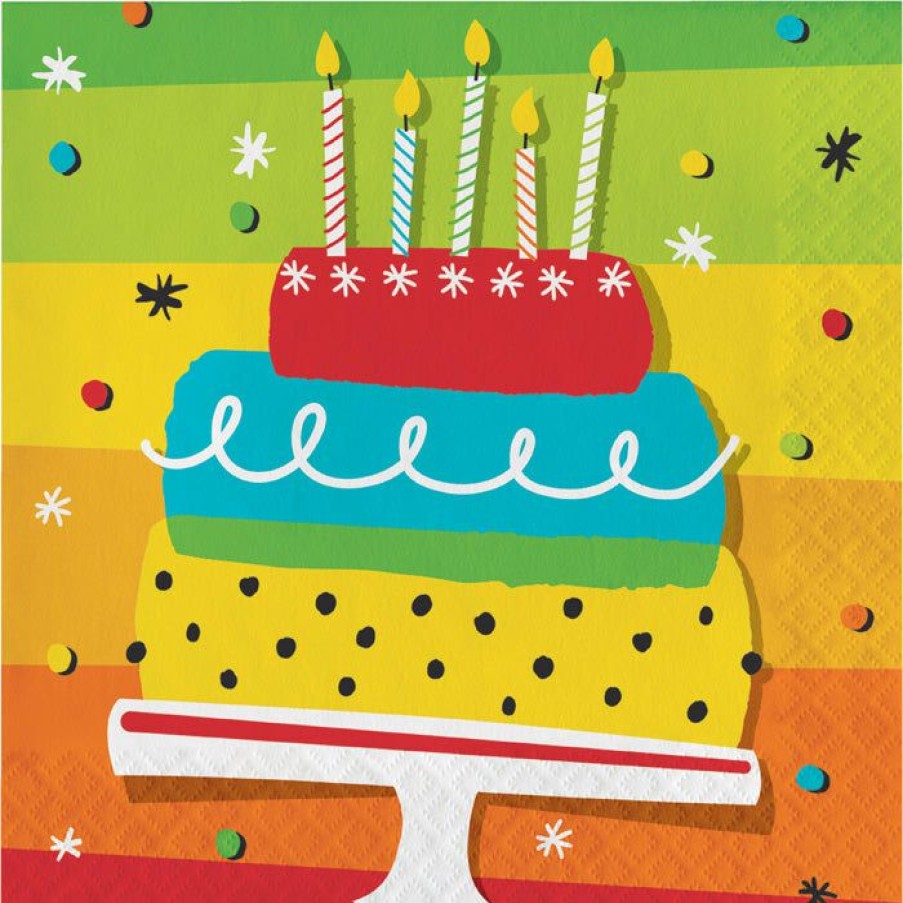 Birthdays * | Creative Converting Rainbow Cake Napkins, 16 Ct Adult Birthday Party Themes