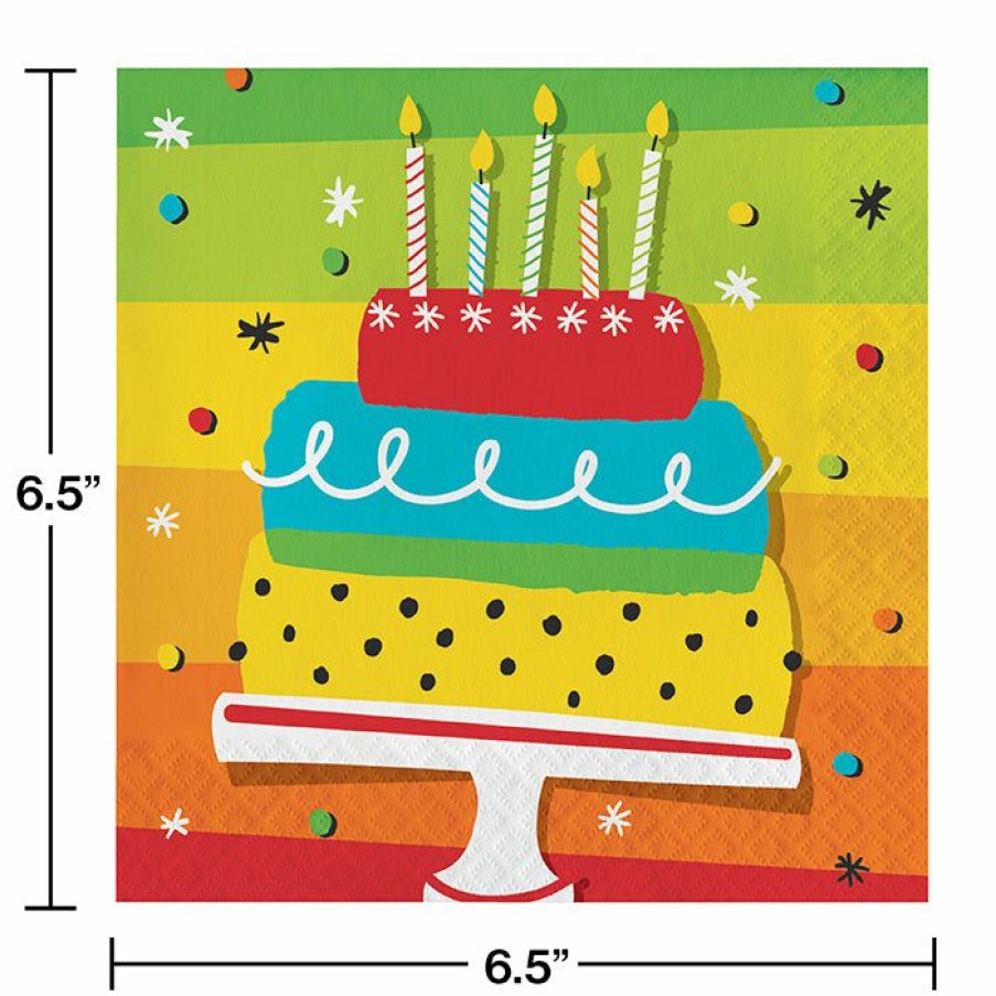 Birthdays * | Creative Converting Rainbow Cake Napkins, 16 Ct Adult Birthday Party Themes