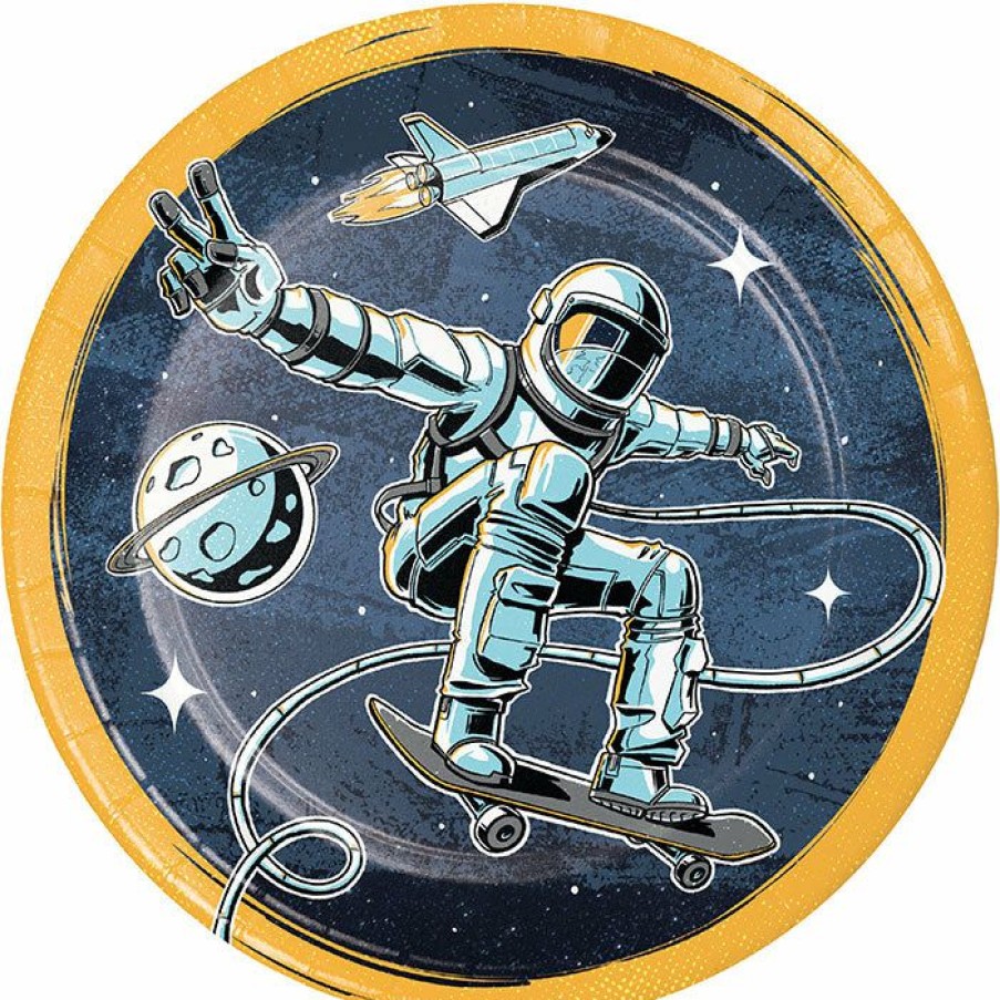 Birthdays * | Creative Converting Space Skater Dinner Plate 8Ct