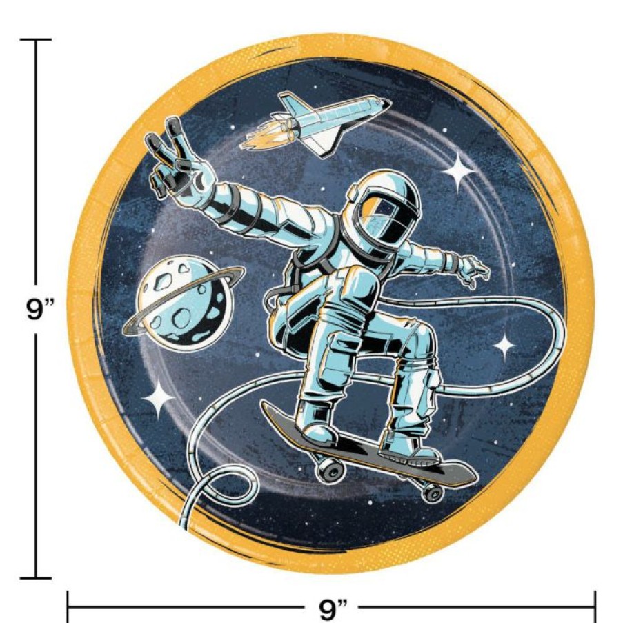 Birthdays * | Creative Converting Space Skater Dinner Plate 8Ct