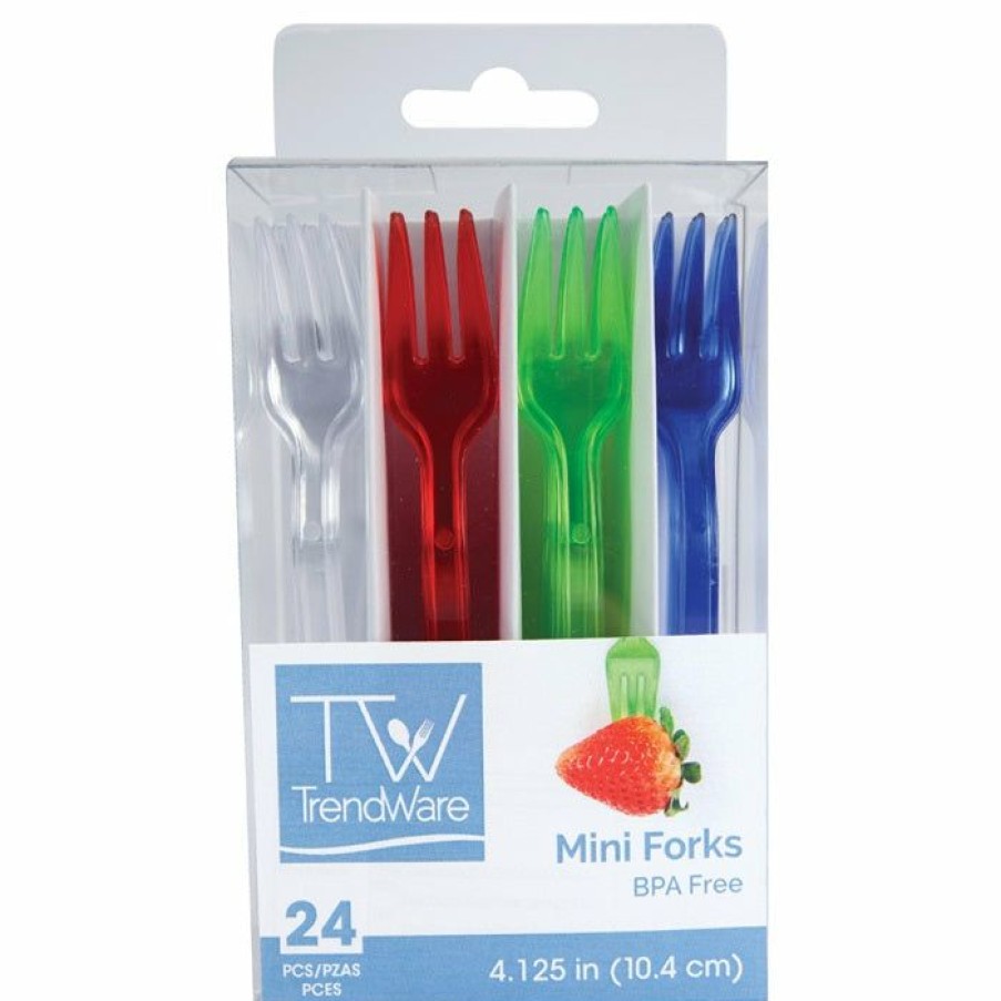 Themed Tableware * | Creative Converting Themed Tableware Assorted Color Mini Appetizer Forks, 24 Ct