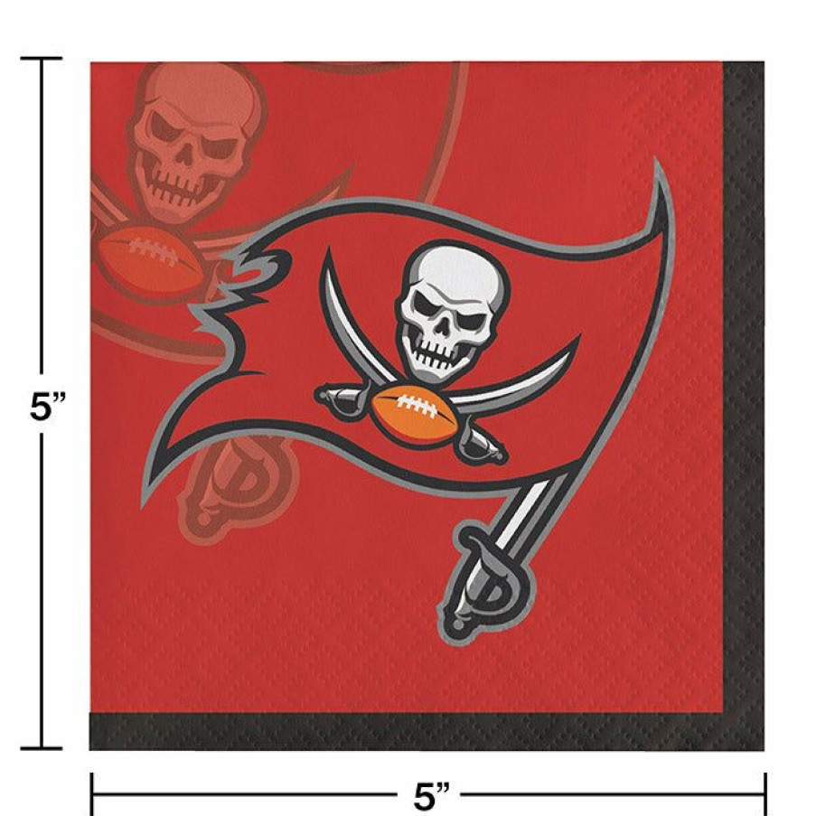 Sports * | Creative Converting Nfl And Football Party Supplies Tampa Bay Buccaneers Beverage Napkins, 16 Ct