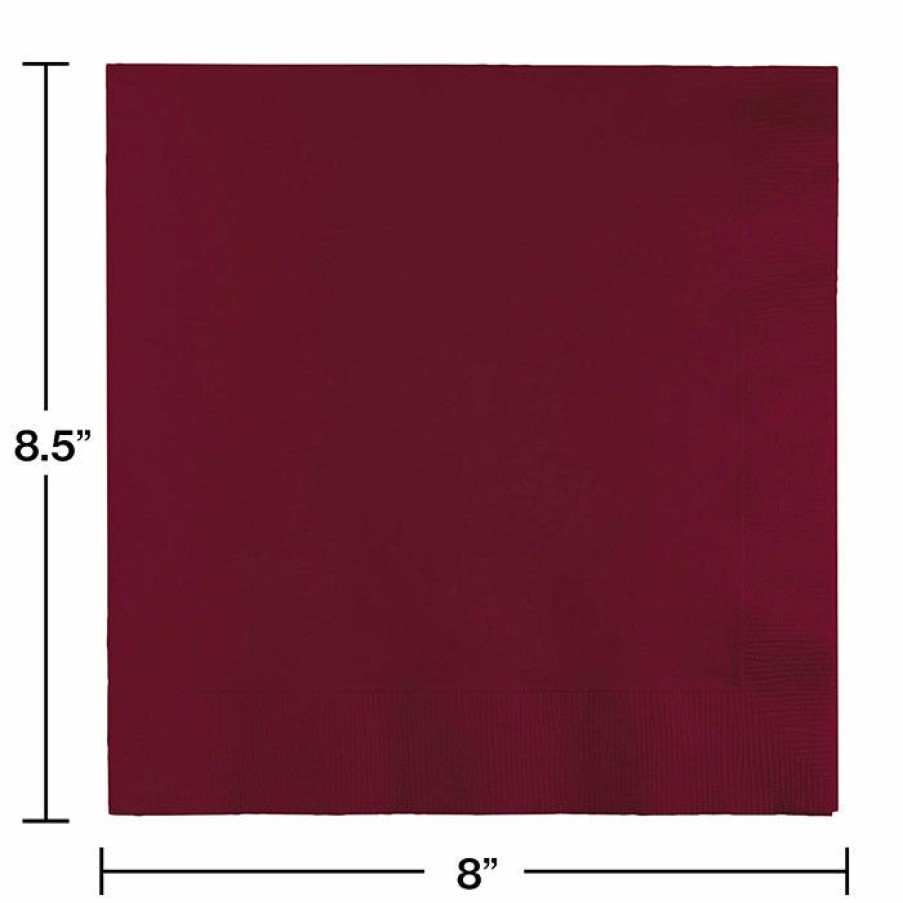 Solid Color Tableware * | Creative Converting Burgundy Dinner Napkins 3Ply 1/4Fld, 25 Ct