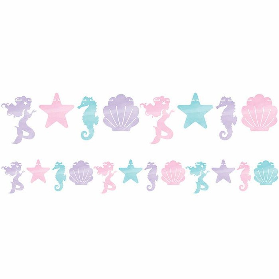 Birthdays * | Creative Converting Mermaid Shine Shaped Banner W/Twine Kids Birthday Party Themes