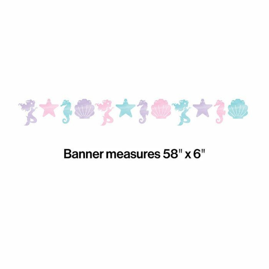 Birthdays * | Creative Converting Mermaid Shine Shaped Banner W/Twine Kids Birthday Party Themes