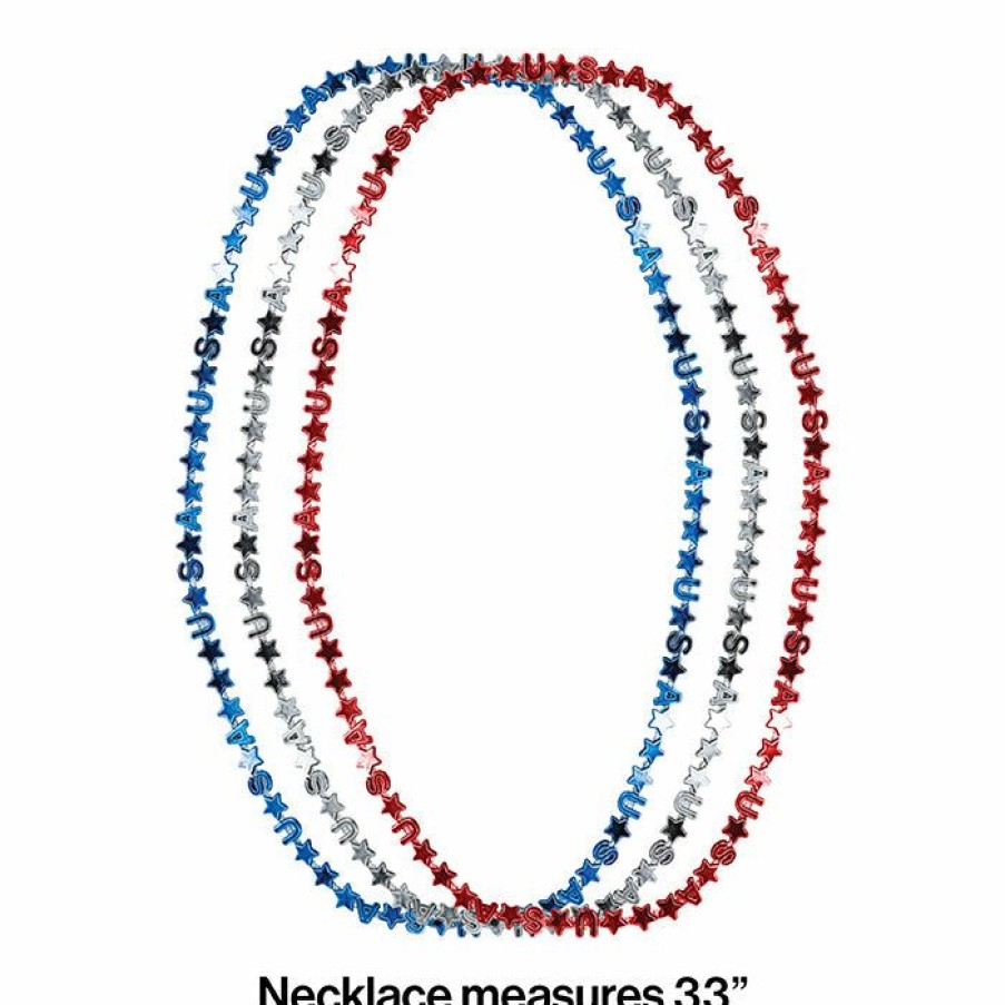 Holidays * | Creative Converting Patriotic And 4Th Of July Party Decorations Patriotic Letter Necklace, Usa 33 , 3 Ct