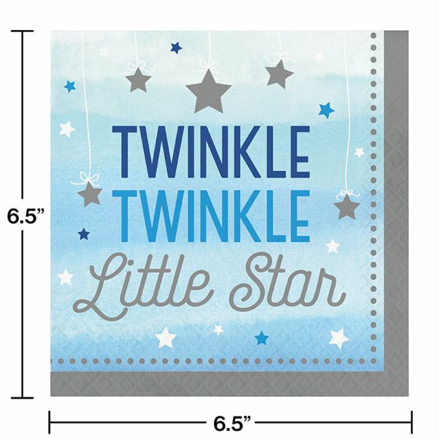 Birthdays * | Creative Converting One Little Star Boy Napkins, 16 Ct 1St Birthday Party Themes