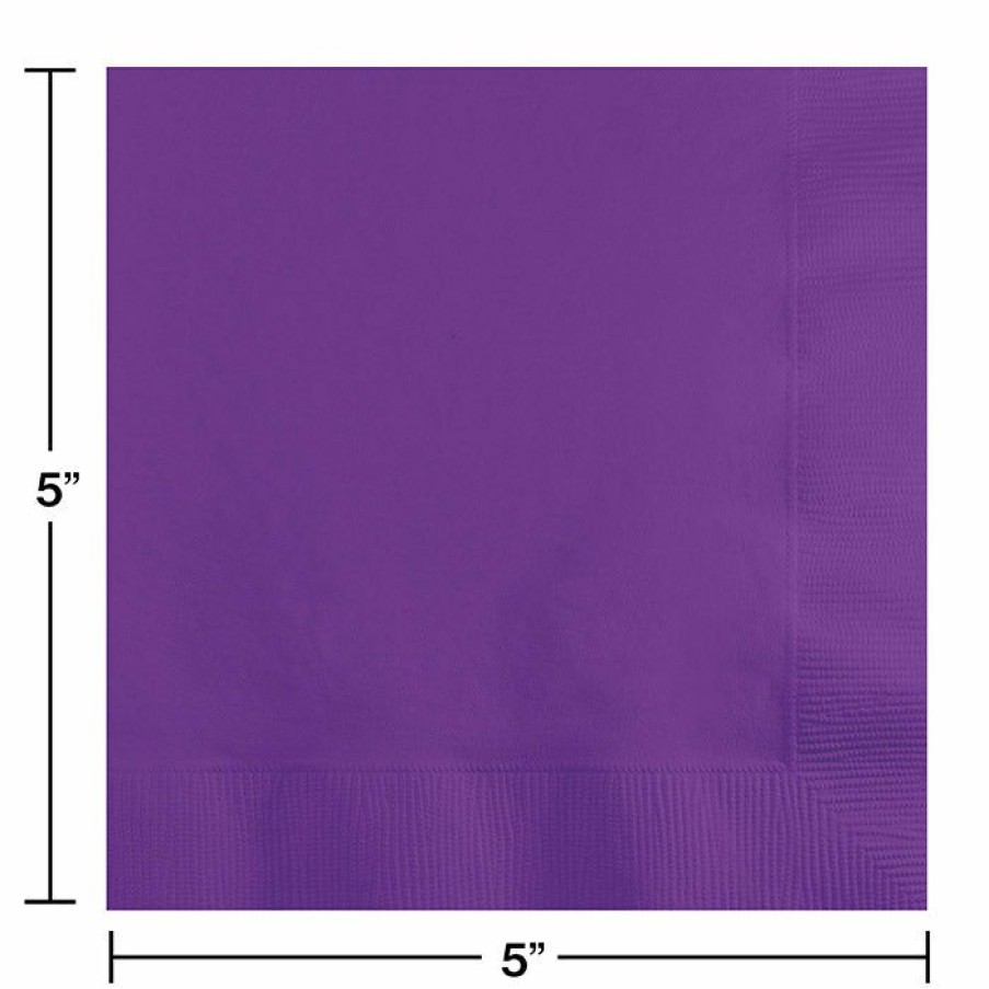 Solid Color Tableware * | Creative Converting Amethyst Beverage Napkin, 3 Ply, 50 Ct Solid Color Tableware