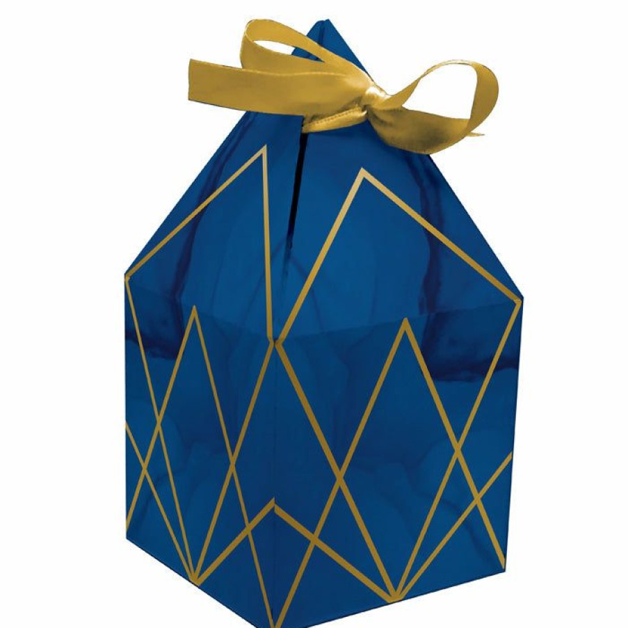 Bridal And Wedding * | Creative Converting Navy Blue And Gold Foil Favor Boxes 48 Ct Bridal And Wedding