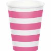 Themed Tableware * | Creative Converting Themed Tableware Dots & Stripes Candy Pink Hot/Cold Cups 8Oz. 8Ct