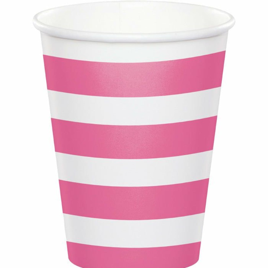 Themed Tableware * | Creative Converting Themed Tableware Dots & Stripes Candy Pink Hot/Cold Cups 8Oz. 8Ct