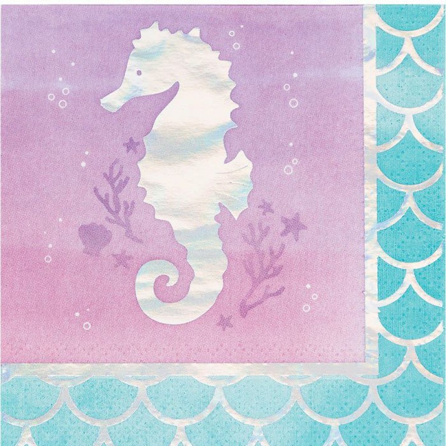 Birthdays * | Creative Converting Kids Birthday Party Themes Iridescent Mermaid Party Beverage Napkins, 16 Ct