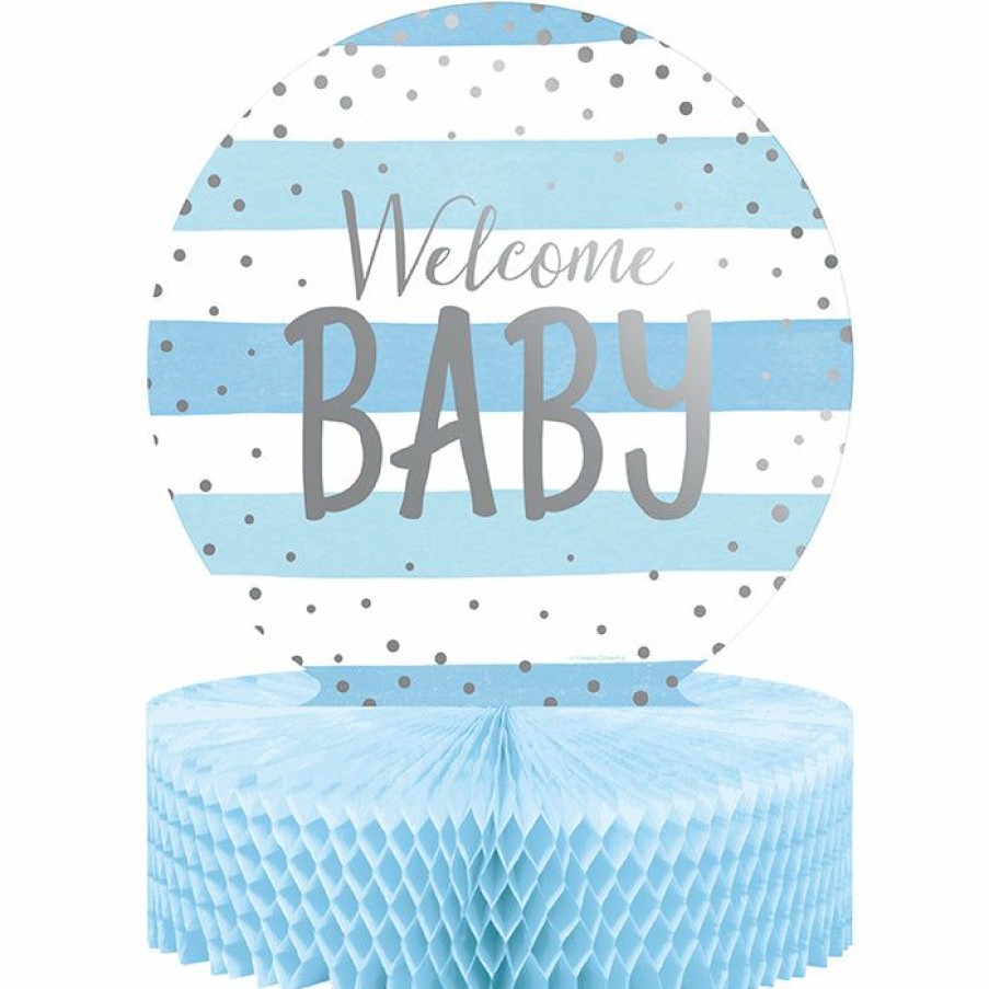 Birthdays * | Creative Converting Blue Silver Celebration Centerpiece Hc Shaped, Foil 1St Birthday Party Themes