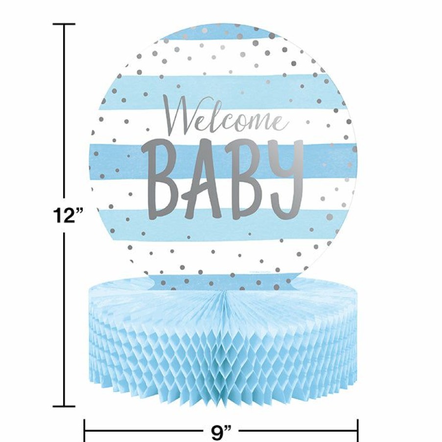 Birthdays * | Creative Converting Blue Silver Celebration Centerpiece Hc Shaped, Foil 1St Birthday Party Themes