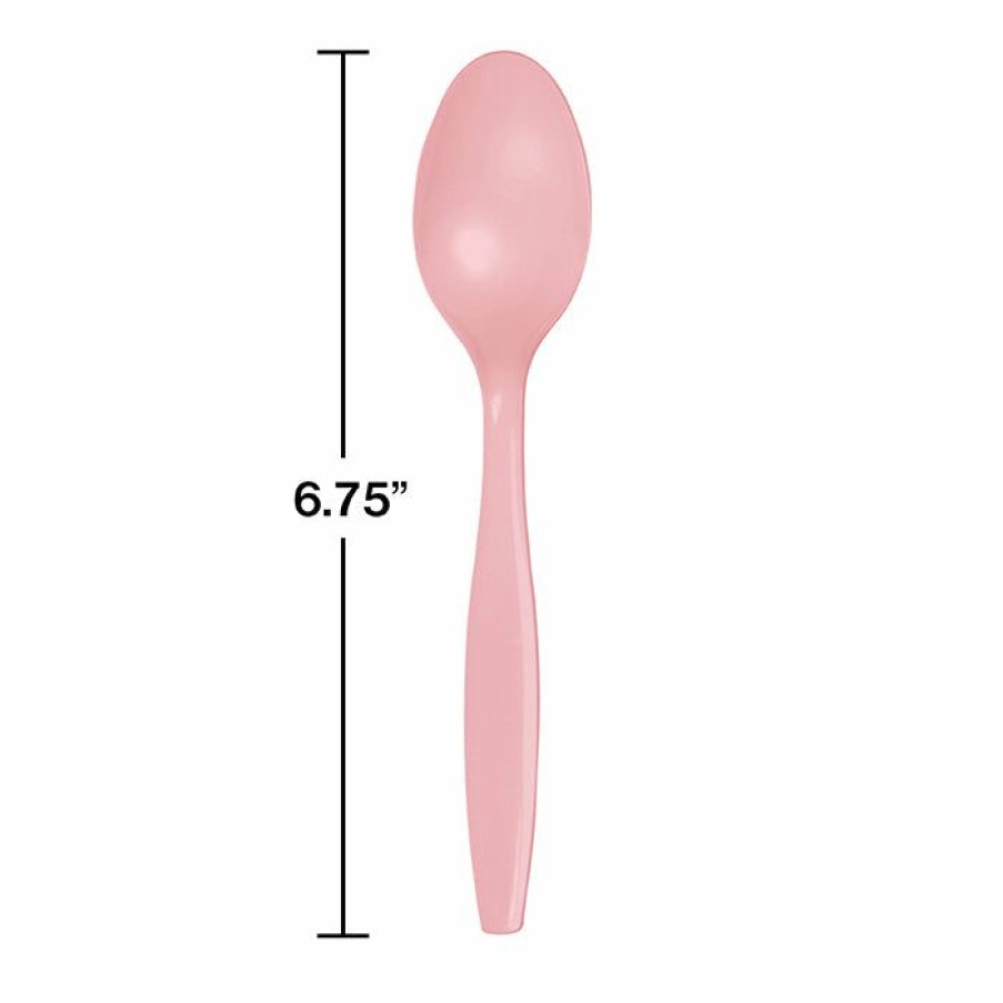 Solid Color Tableware * | Creative Converting Classic Pink Plastic Spoons, 50 Ct