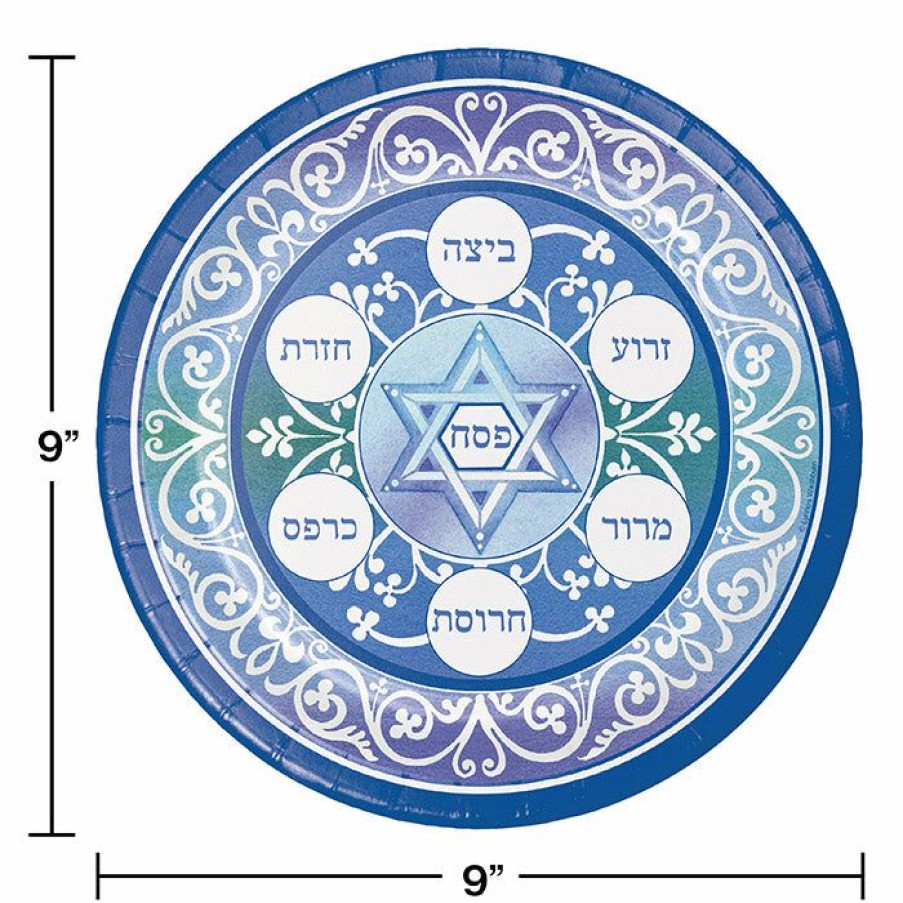 Holidays * | Creative Converting Pesach Paper Plates, 8 Ct Hanukkah Decorations