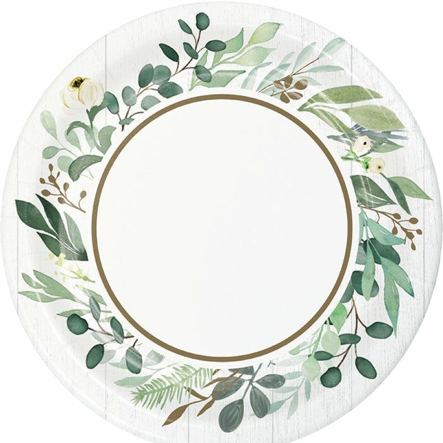 Themed Tableware * | Creative Converting Eucalyptus Greens Dessert Plate 8Ct