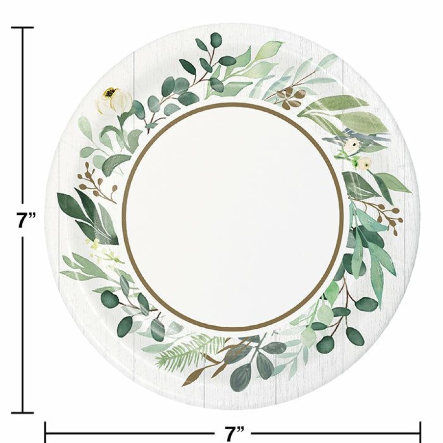 Themed Tableware * | Creative Converting Eucalyptus Greens Dessert Plate 8Ct