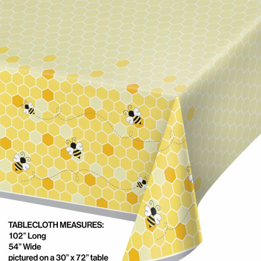 Baby Showers * | Creative Converting Bumblebee Baby Plastic Tablecover All Over Print, 54 X 102