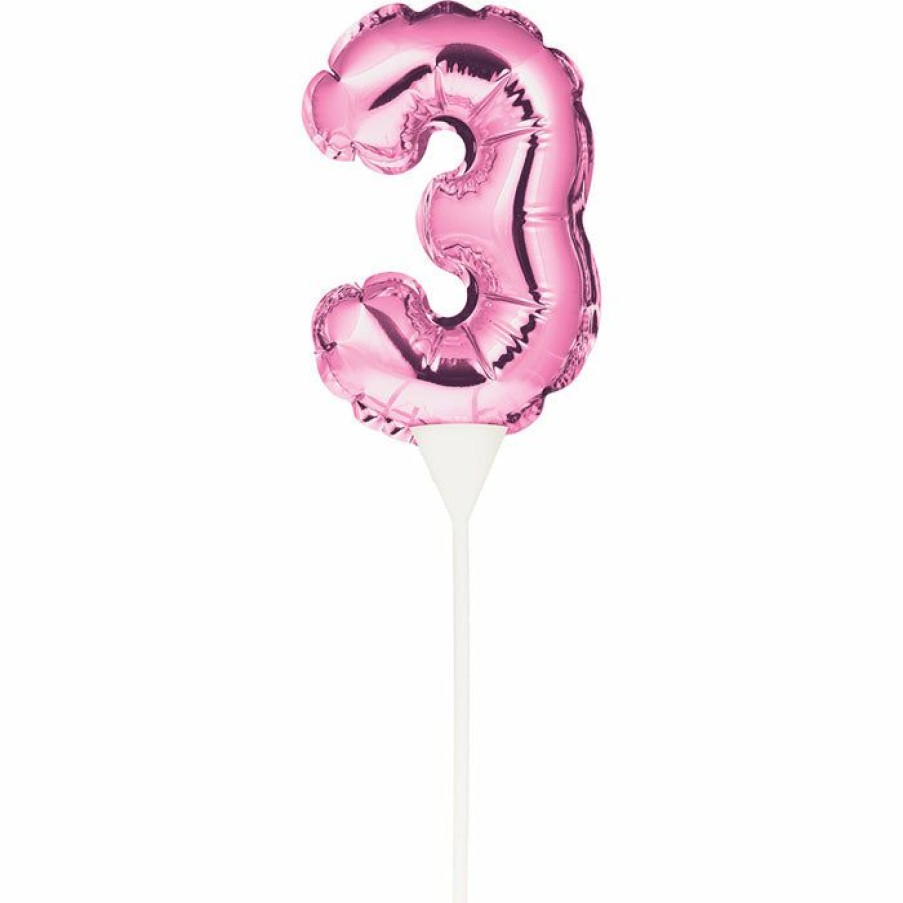 General Decorations * | Creative Converting Pink 3 Number Balloon Cake Topper (12/Case) General Decorations