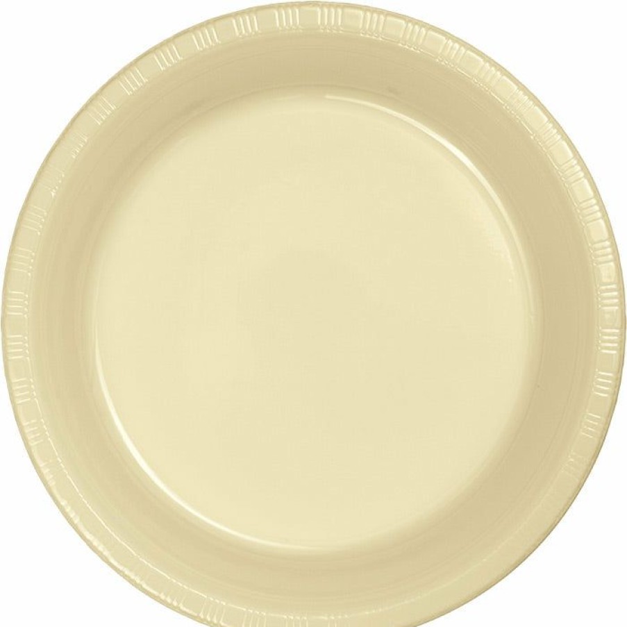 Solid Color Tableware * | Creative Converting Ivory Plastic Dessert Plates, 20 Ct