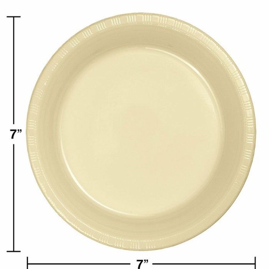 Solid Color Tableware * | Creative Converting Ivory Plastic Dessert Plates, 20 Ct