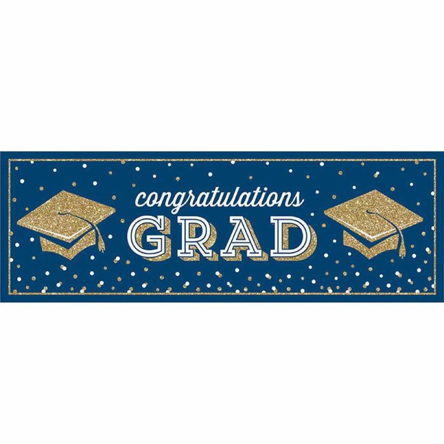 Graduation Party Supplies * | Creative Converting Graduation Party Supplies Glittering Grad Giant Party Banner 1Ct