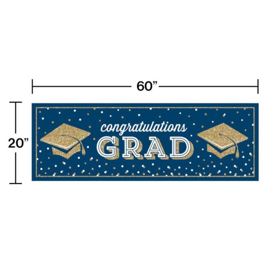 Graduation Party Supplies * | Creative Converting Graduation Party Supplies Glittering Grad Giant Party Banner 1Ct