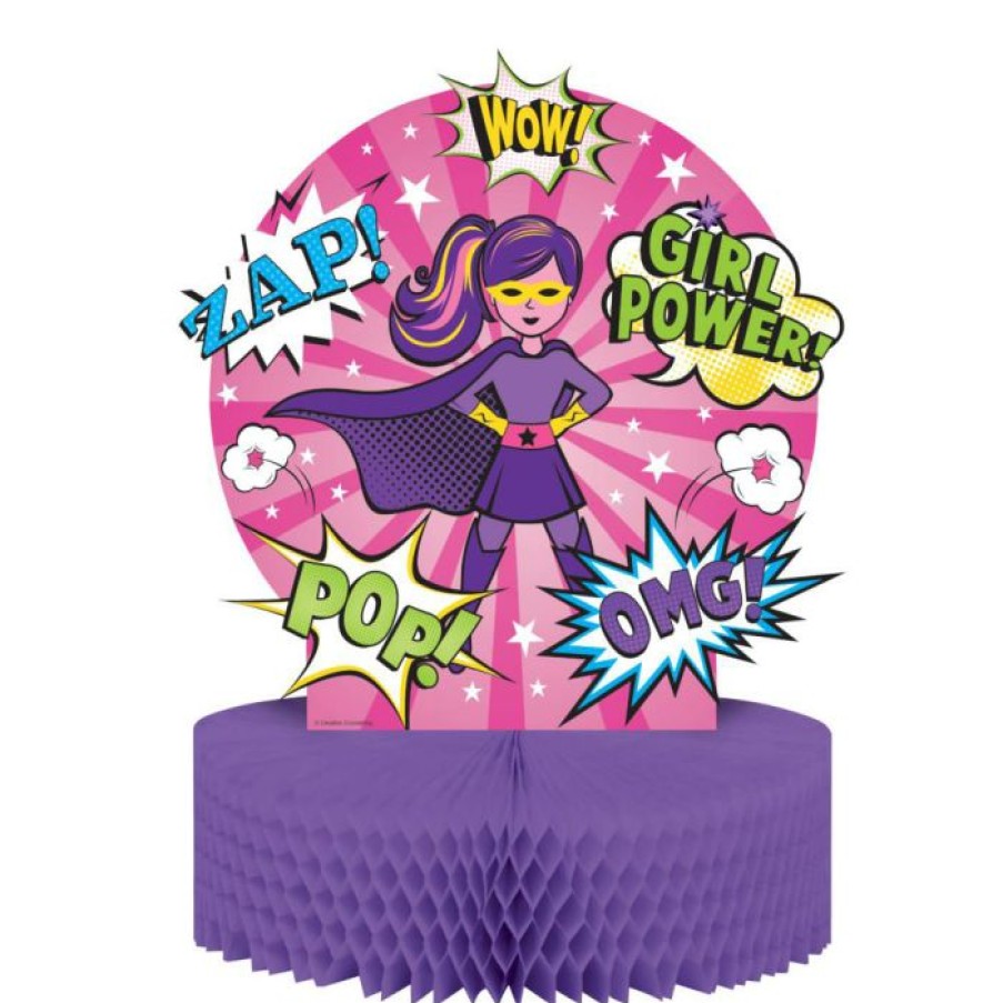 Birthdays * | Creative Converting Kids Birthday Party Themes Girl Superhero Centerpiece Hc Shaped (Case Pack Of 6)