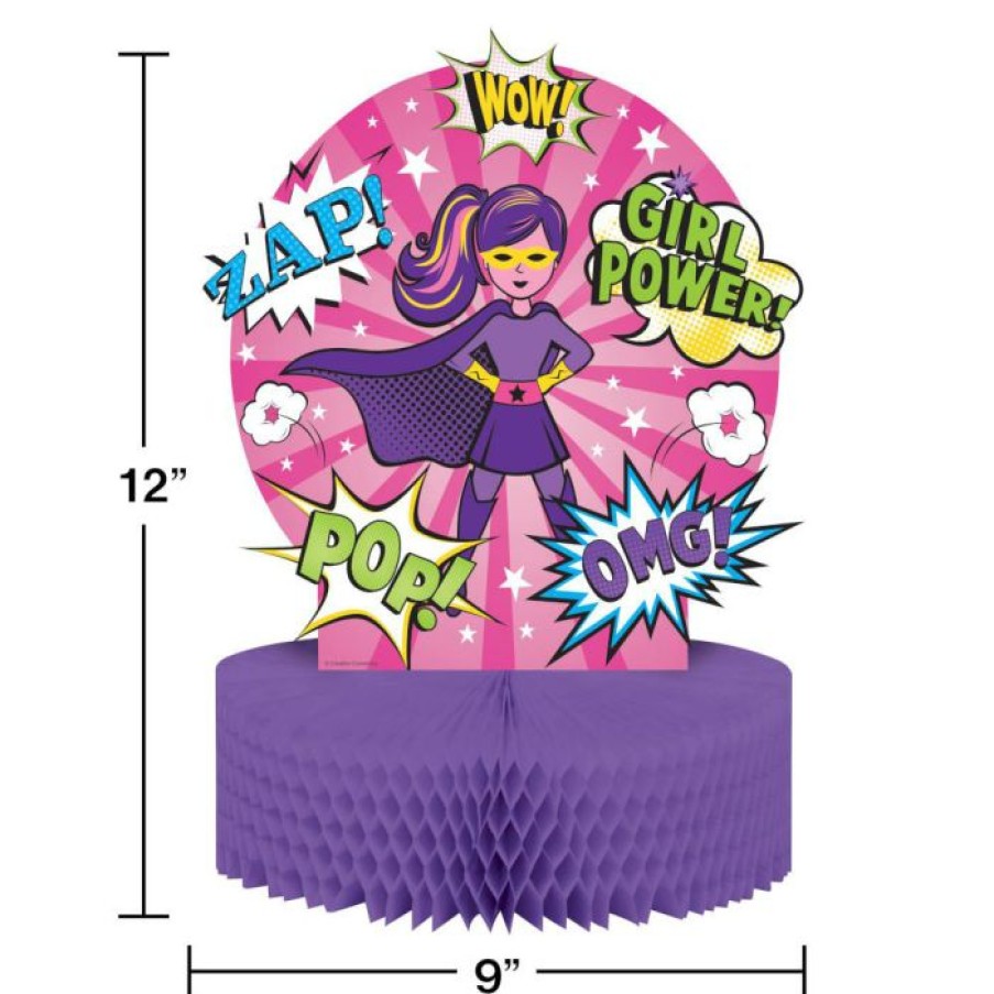 Birthdays * | Creative Converting Kids Birthday Party Themes Girl Superhero Centerpiece Hc Shaped (Case Pack Of 6)