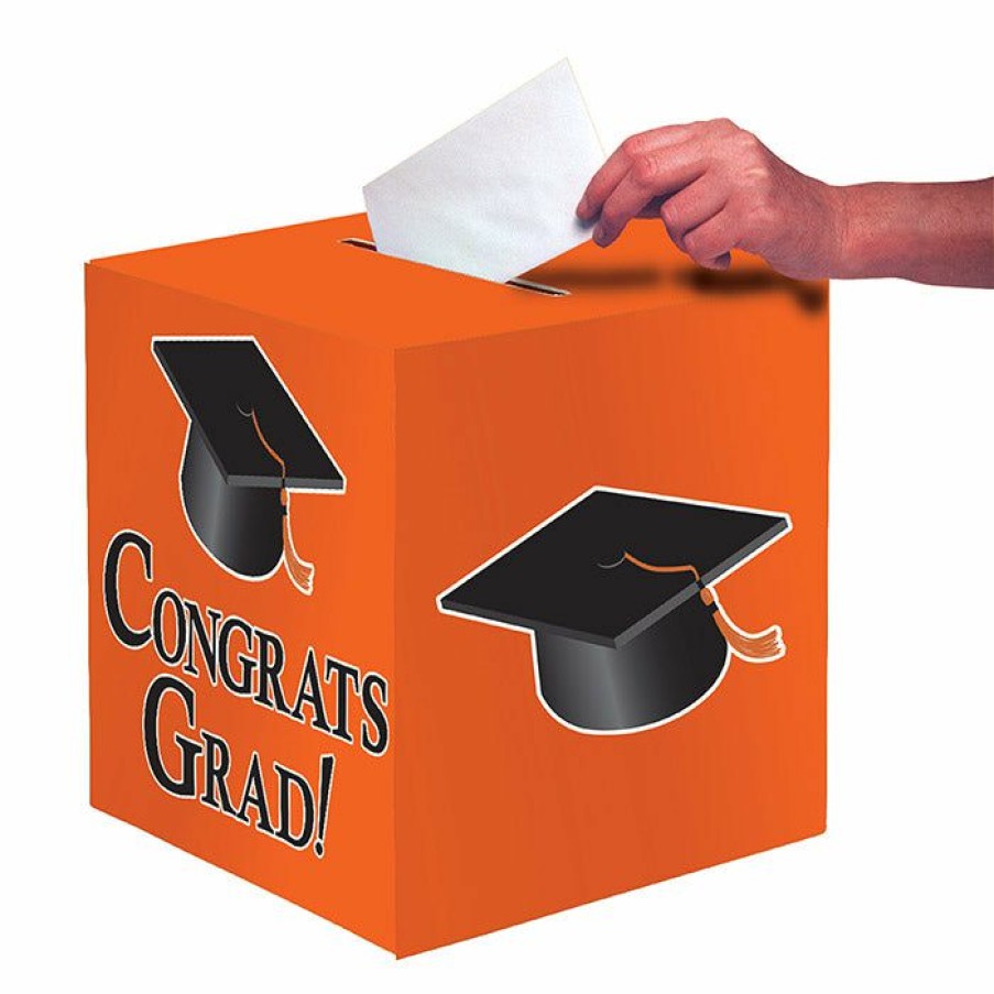 Graduation Party Supplies * | Creative Converting Graduation Party Supplies Graduation Card Box, Grad, 9 Orange