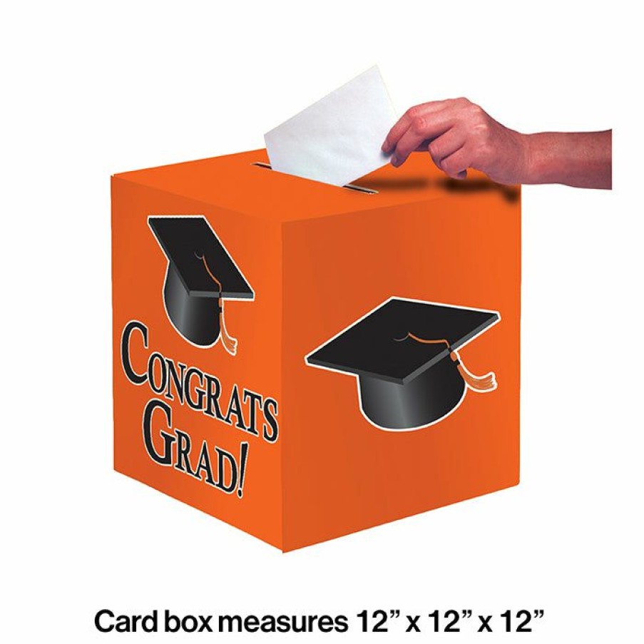 Graduation Party Supplies * | Creative Converting Graduation Party Supplies Graduation Card Box, Grad, 9 Orange